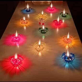 Eternal Glow, Water Sensor, 3D Reflective Colourful  Diyas🪔✨(Pack of 4/12/24)