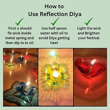 Eternal Glow, Water Sensor, 3D Reflective Colourful  Diyas🪔✨(Pack of 4/12/24)