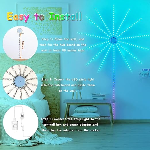 ✨ Firework LED Strip Lights 🎇 | Smart RGB with Music Sync 🎵, Remote + App Control 📲 | DIY Wall Decor 🖼 | Party 🎊 & Festival Lights