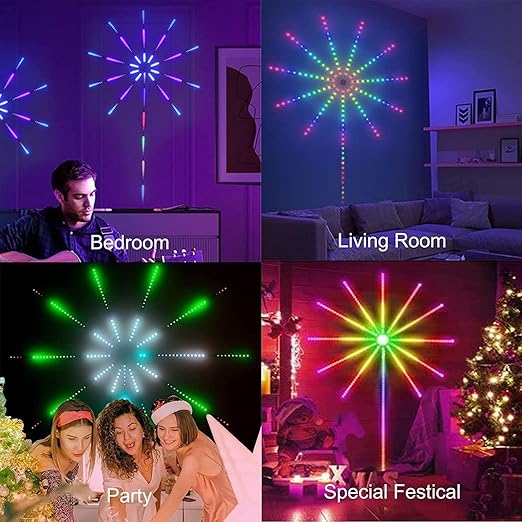 ✨ Firework LED Strip Lights 🎇 | Smart RGB with Music Sync 🎵, Remote + App Control 📲 | DIY Wall Decor 🖼 | Party 🎊 & Festival Lights