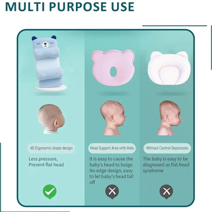 🪶Soft & Comfortable Baby Head Shaping Pillow - Ergonomic 360° Head & Neck Support🤱🏻