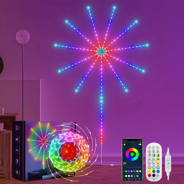 ✨ Firework LED Strip Lights 🎇 | Smart RGB with Music Sync 🎵, Remote + App Control 📲 | DIY Wall Decor 🖼 | Party 🎊 & Festival Lights