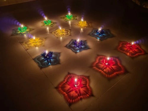 Eternal Glow, Water Sensor, 3D Reflective Colourful  Diyas🪔✨(Pack of 4/12/24)